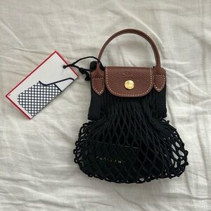 NWT Longchamp Le Pilate XS Filet Knit Shoulder Bag in black